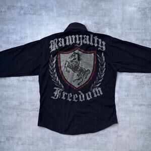 Y2K Rawyalty Freedom 00s Horse Rhinestons black shirt